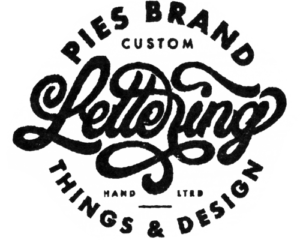 pies brand custom hand lettering and design logo stamp