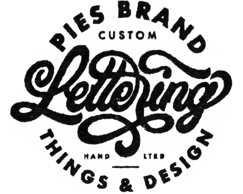 pies brand custom hand lettering and design logo stamp