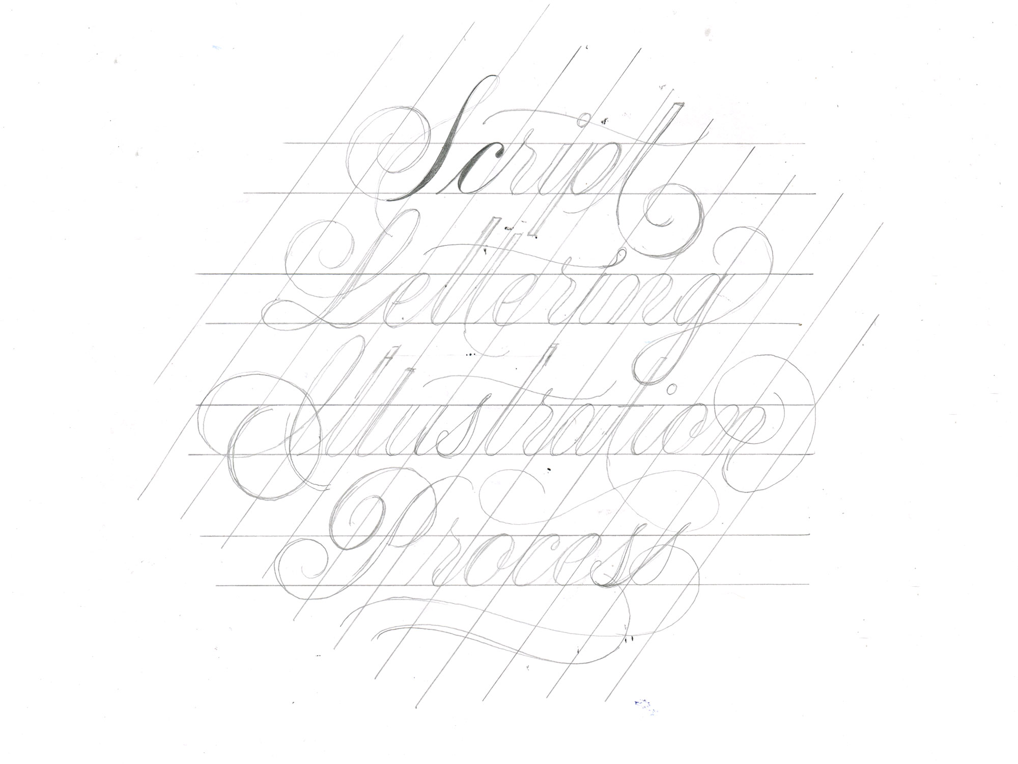 script lettering drawing process light outline