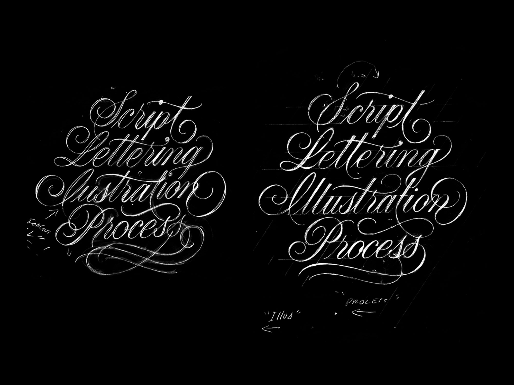 revised hand lettering concept sketch comparisson 