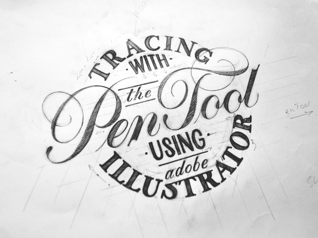 tracing hand lettering with the pen tool pies brand step-by-step tutorial