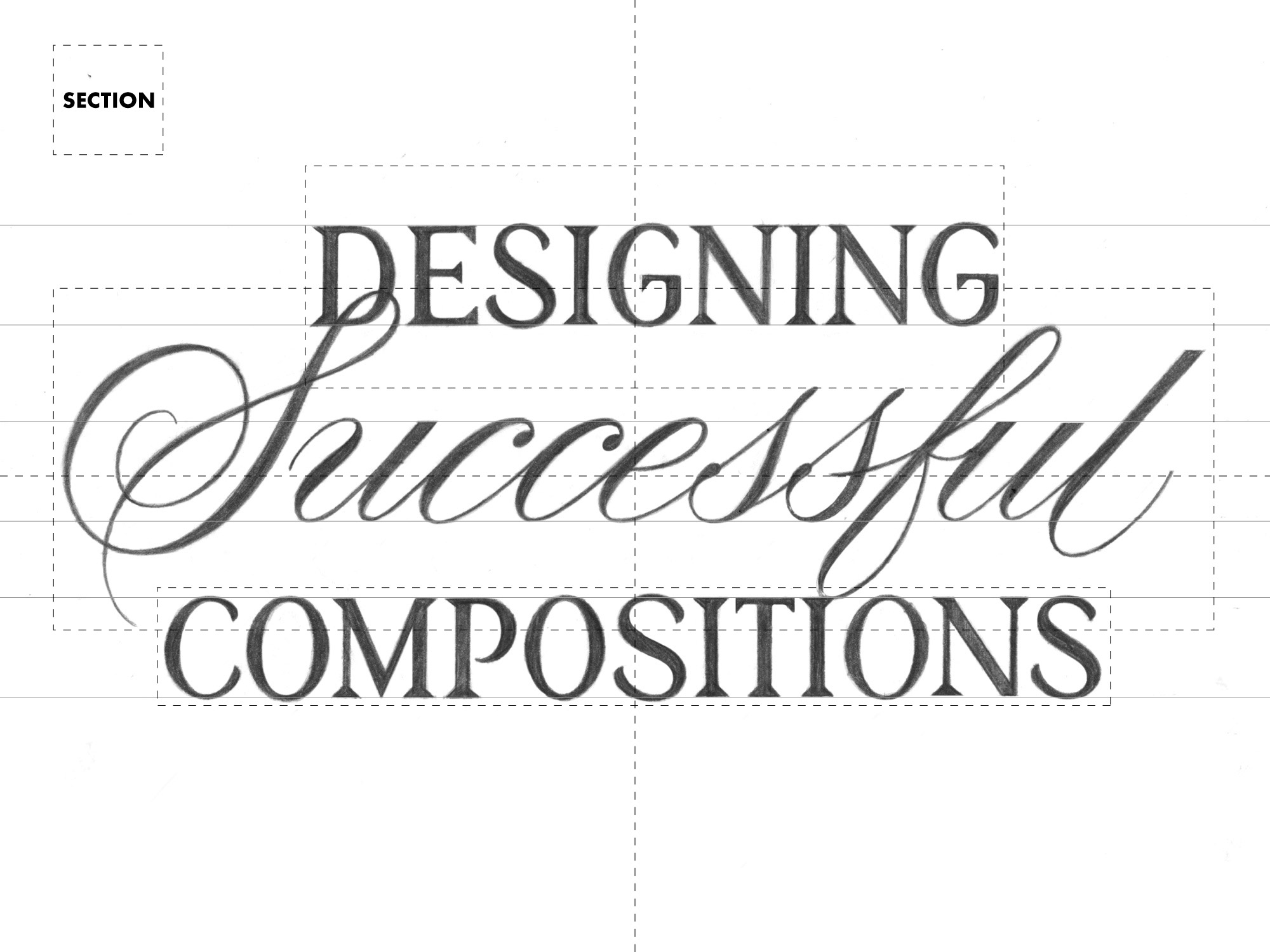 hand lettering compositions diagram showing relationships