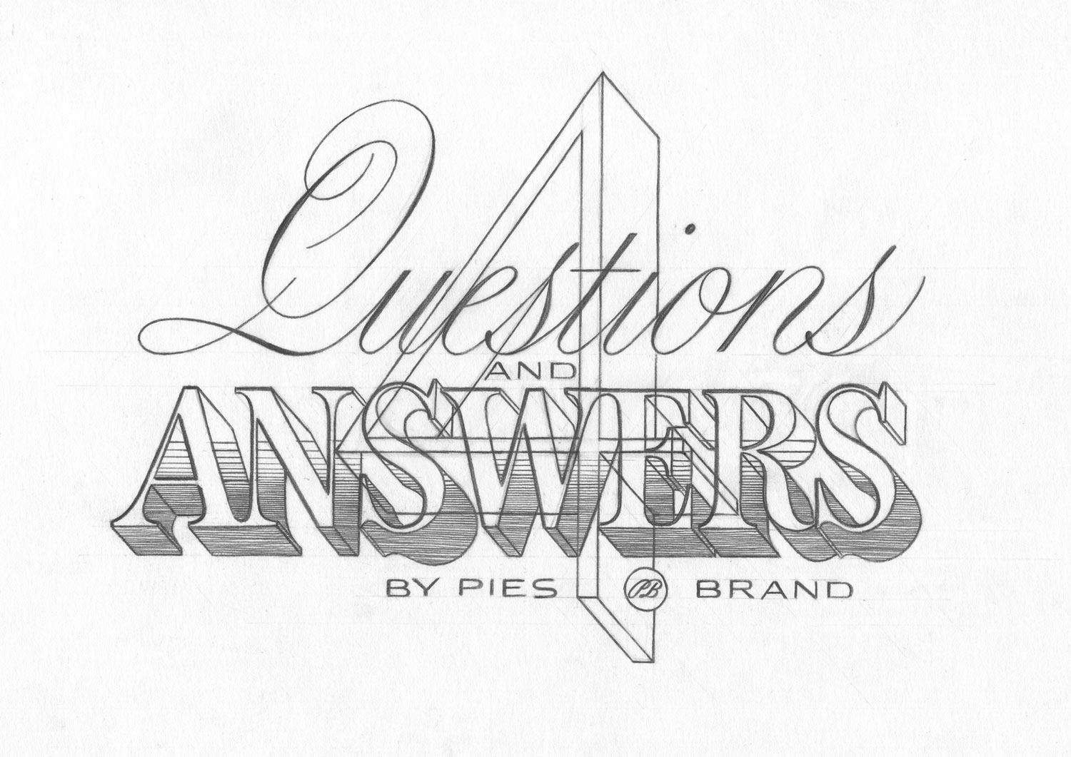 custom typography for part four that reads questions and answers by pies brand